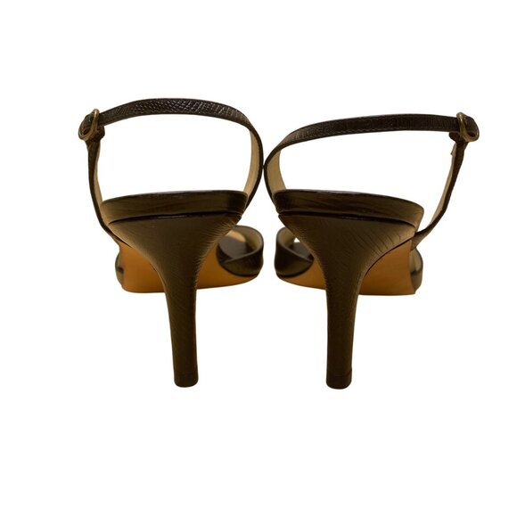 Ann Taylor Women’s Black Leather Braided Detail Slingback Open Toe Heels Size 7M - Picture 7 of 9